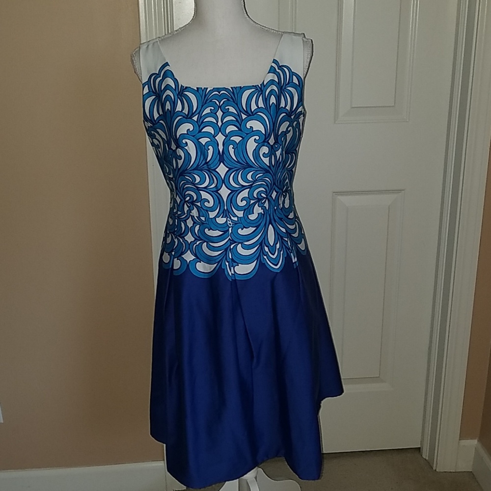 NWT Cece's New York blue print dress